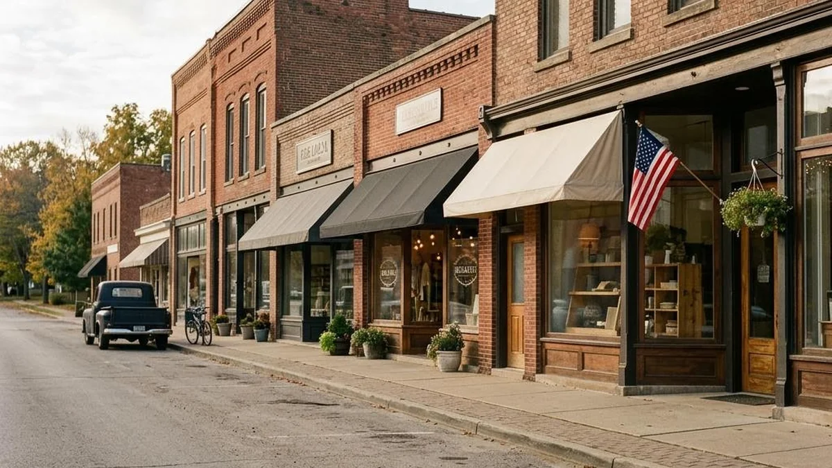 Independent storefronts on an American neighborhood street